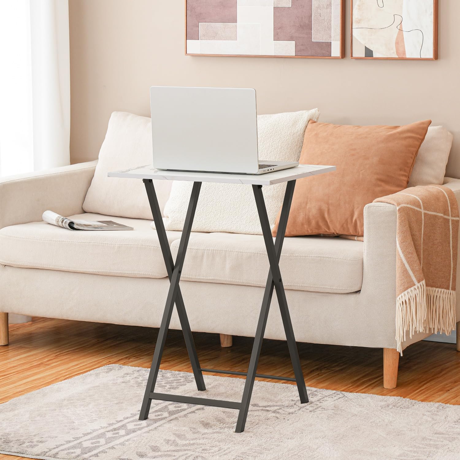 HOOBRO Folding TV Table, TV Tray, Stable Snack Table for Small Space, Portable Sofaside Desk, Easy Assembly and Storage