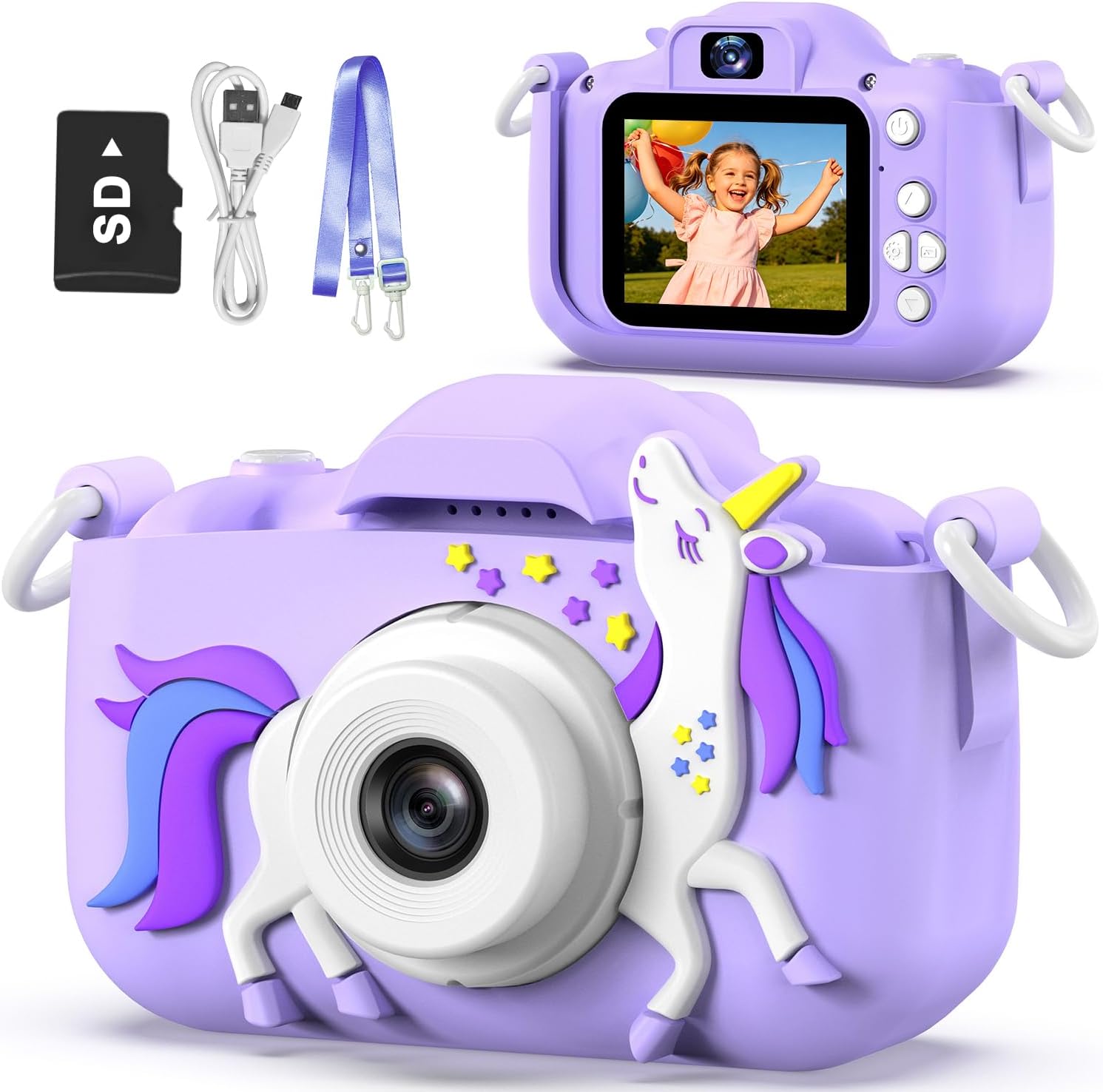 Goopow Kids Camera Toys for 3-8 Year Old Girls Boys,Children Digital Video Camcorder Camera with Cartoon Soft Cover, Best Chritmas Birthday Festival Gift for Kids