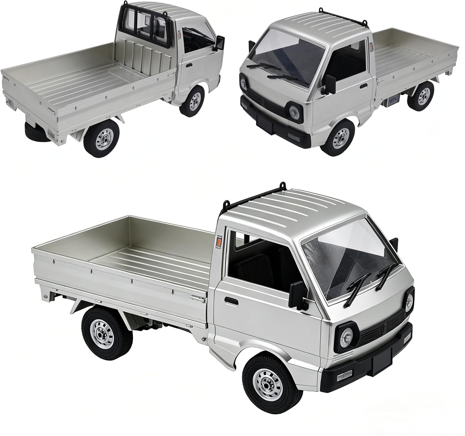 Kei Truck, 2.4Ghz RTR Off-Road Vehicle, Remote Control Retro Pickup Truck with Lights, 1:10 RC Crawler Car Silver