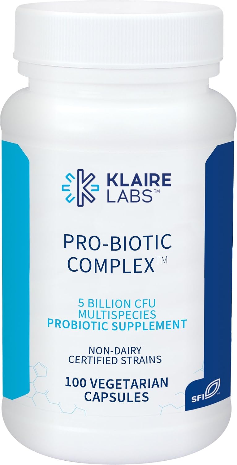 Klaire Labs SFI Health Pro-Biotic Complex, 100 Capsules | Intestinal Support for Men & Women, 5 Billion CFU Lactobacillus acidophilus & Bifidobacterium bifidum Probiotic