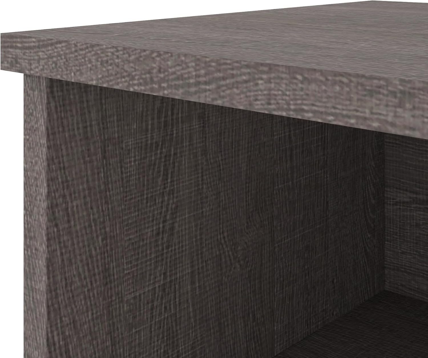 Bestar Pro-Linea 72W U-Shaped Executive Desk in Bark Grey | With Desk Shell, Credenza, Desk Bridge; for home or professional office use; 1 file drawer, 1 box drawer; Wood construction