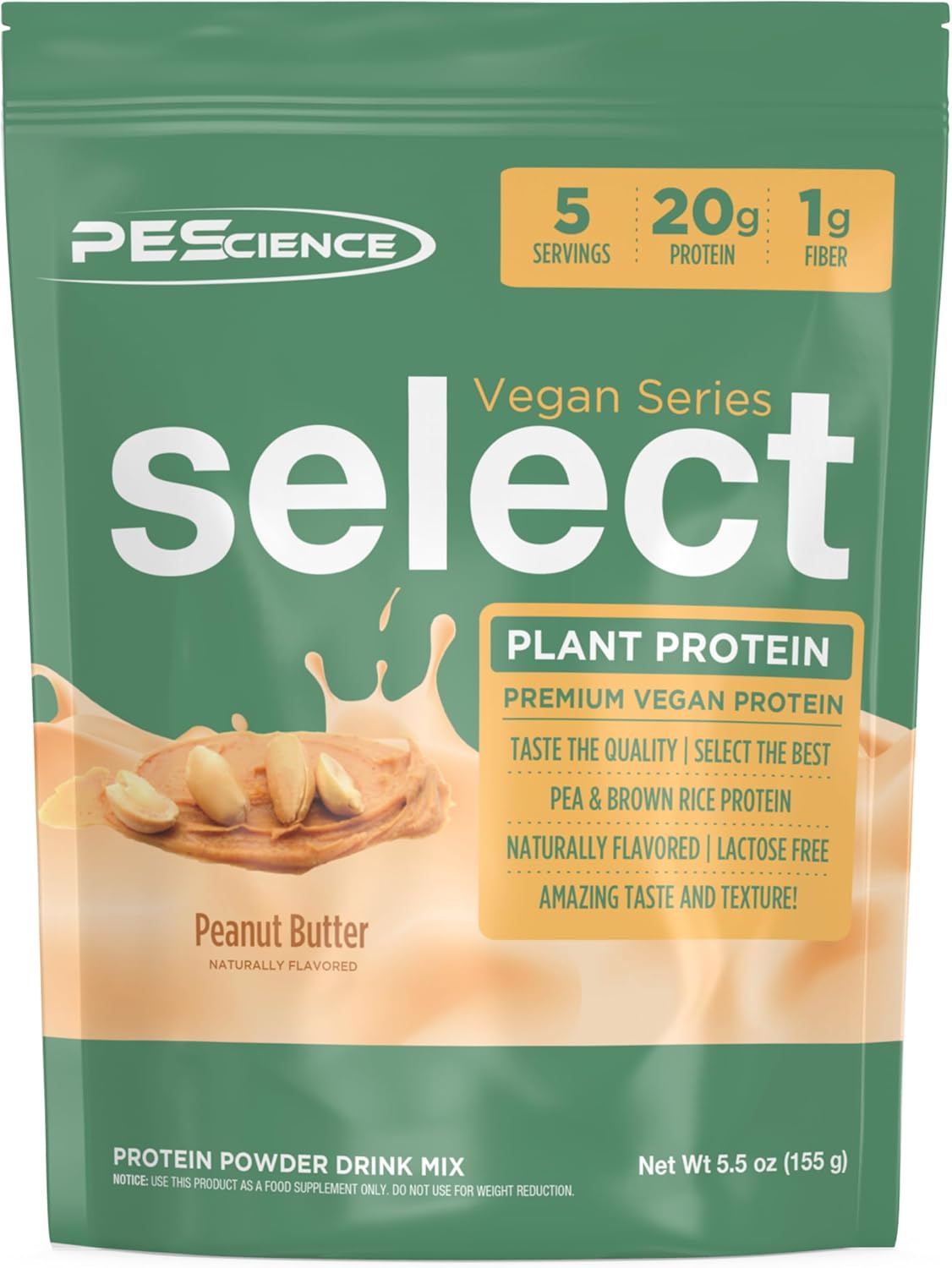 PEScience Select Vegan Protein Powder, Peanut Butter Delight, 27 Servings | Plant Based Protein Powder, Pea and Brown Rice Blend, Dairy Free, Lactose Free, Gluten Free