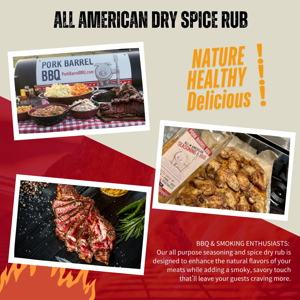Pork Barrel BBQ All-Purpose BBQ Seasoning & Rub | Sugar-Free, Gluten-Free, MSG-Free | All American BBQ Seasoning for Chicken, Beef & Pork – 22oz Jar