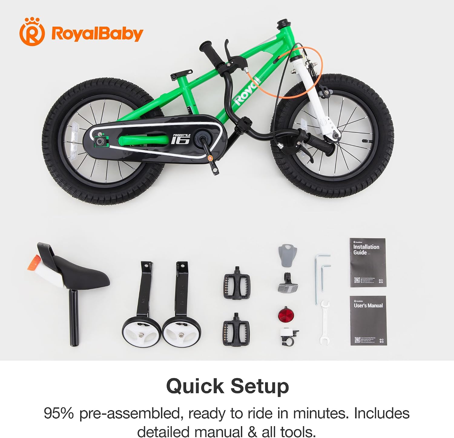 RoyalBaby Freestyle Kids Bike 12 14 16 18 20 Inch Bicycle for Boys Girls Ages 3-10 Years, Multiple Color Options