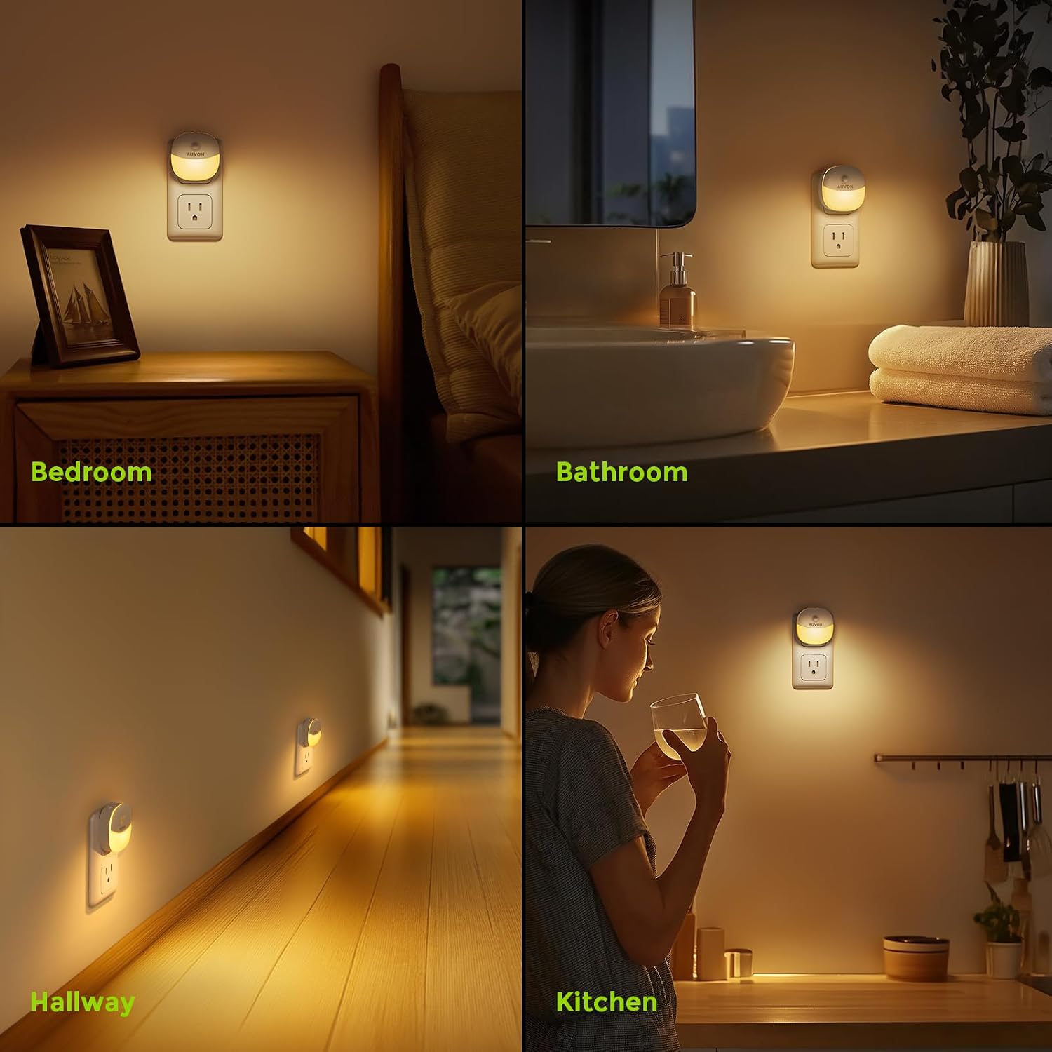 AUVON Plug-in Night Light, Motion Sensor and Dusk to Dawn Sensor