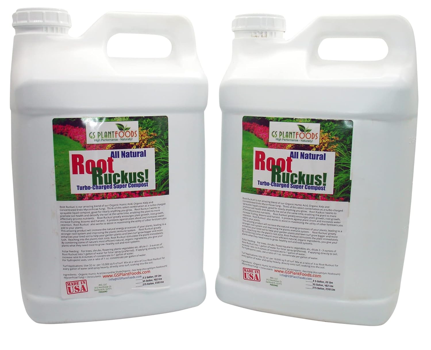 GS Plant Foods Root Ruckus Compost Fertilizer Organic Plant Food - Turbo Charged Compost for Plants - Humic Acid & Sea Kelp Nutritional Root Supplement for Lawns, Soil, Shrubs & Vegetables - 1 Gallon