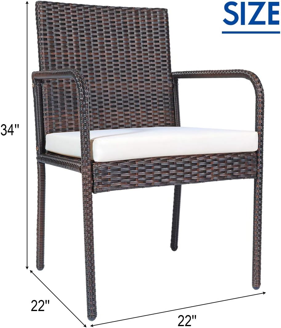 Outdoor Patio Wicker Chairs Set of 4, with Heavy Duty Steel Frame and Soft Cushions, All Weather Resistant Outdoor Dining Set, Suitable for Poolside