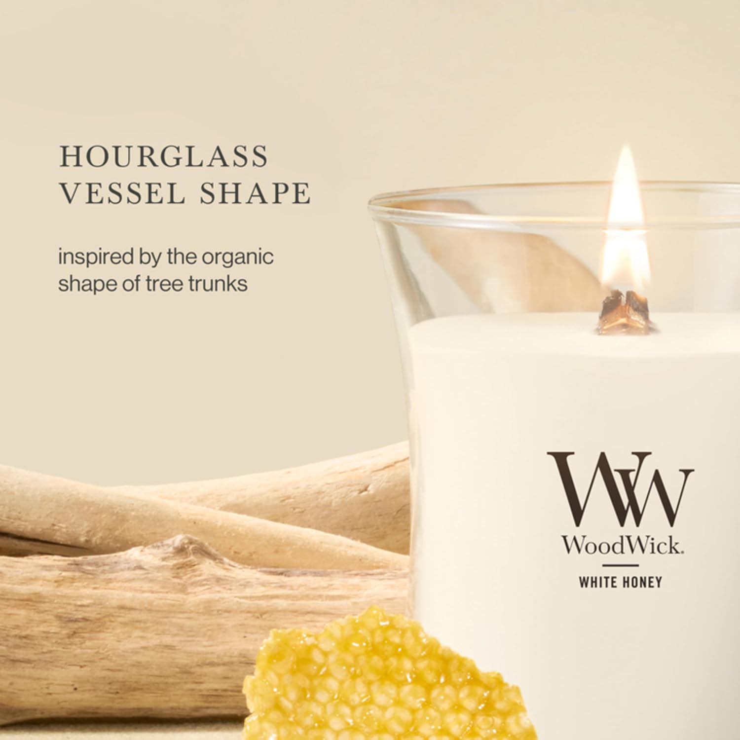 WoodWick Lavender Spa Gifts for Women and Men, 9.7 oz Medium Hourglass Candle with Crackling Wick