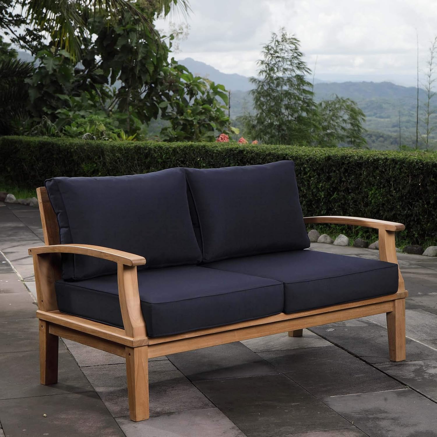 ModwayEEI-1144-NAT-WHI-SETMarina Premium Grade A Teak Wood Outdoor Patio Loveseat Natural White