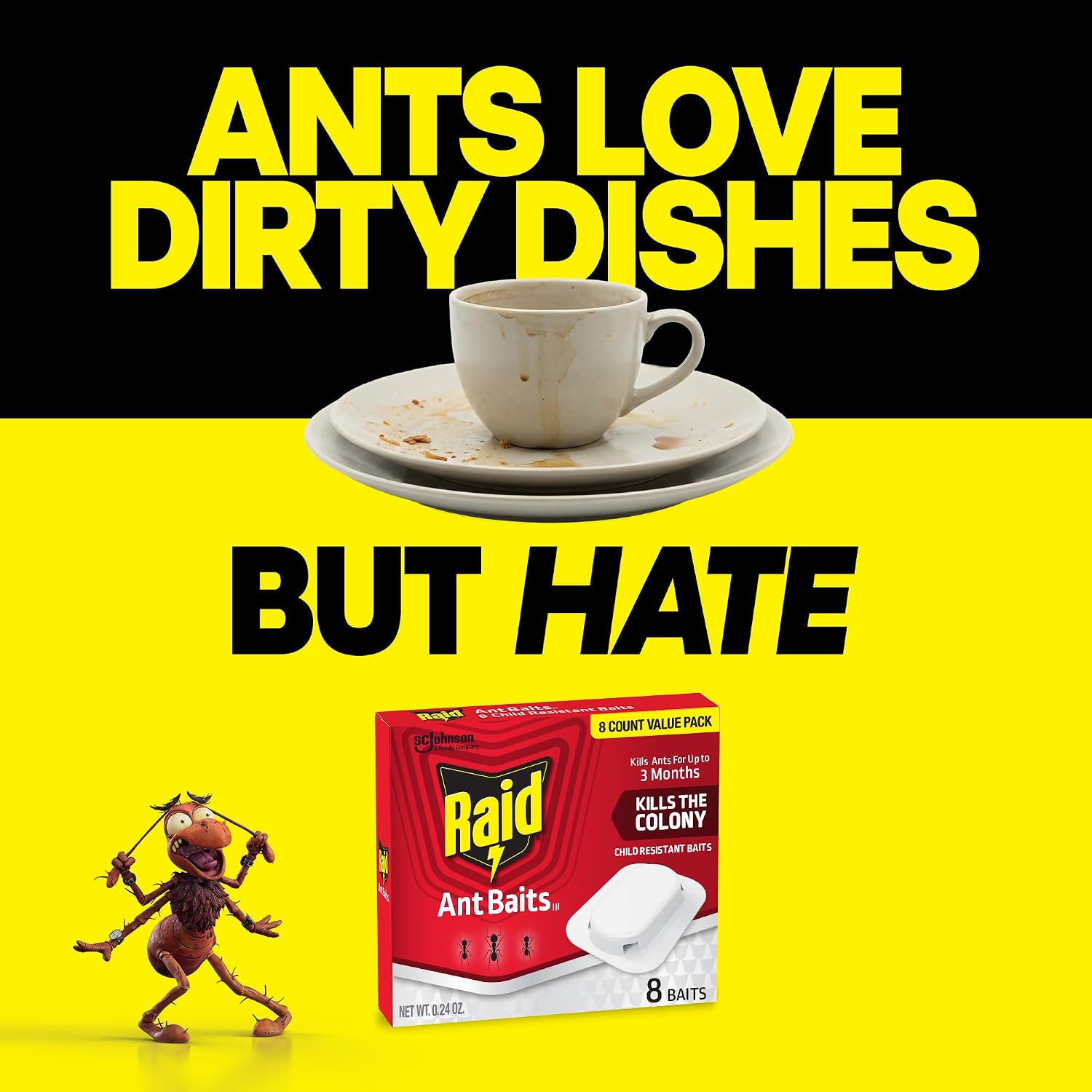 Raid Ant Killer Baits, Child Resistant Bug Killer for Indoor Home Use, 0.24 Oz, 8 Count
