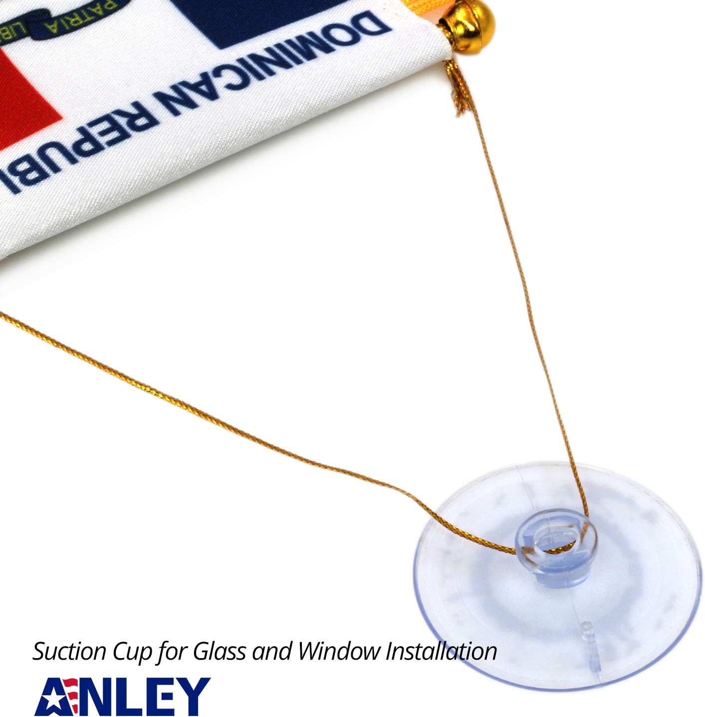 Anley 4 X 6 Inch Nicaragua Fringy Window Hanging Flag - Mini Banner & Car Rearview Mirror Décor - Fringed Nicaraguan Hanging Flag with Suction Cup