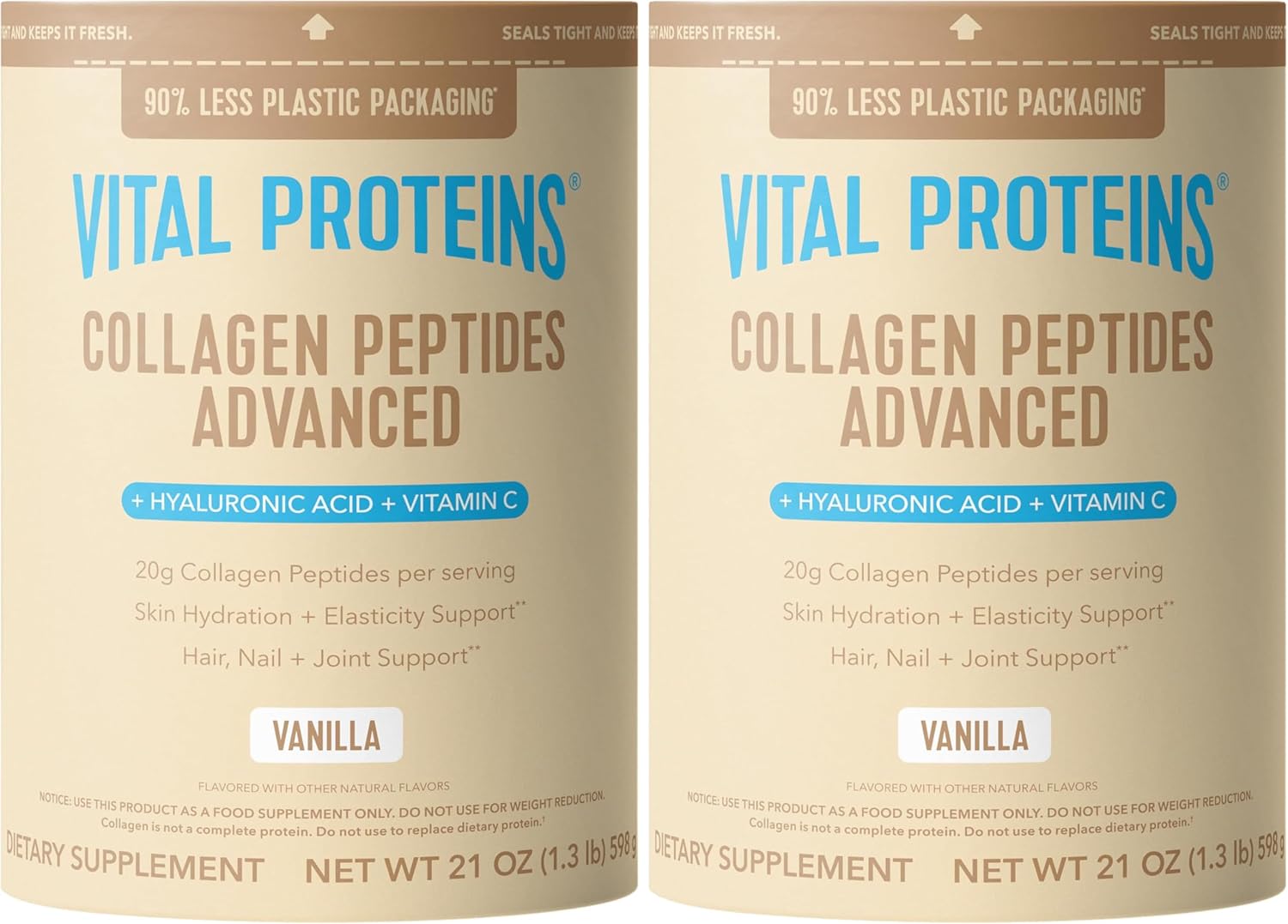 Vital Proteins Collagen Peptides Powder Advanced, Unflavored, 20oz | Hyaluronic Acid & Vitamin C, Supports Hair Skin & Nails, Collagen Peptides, 27 Servings