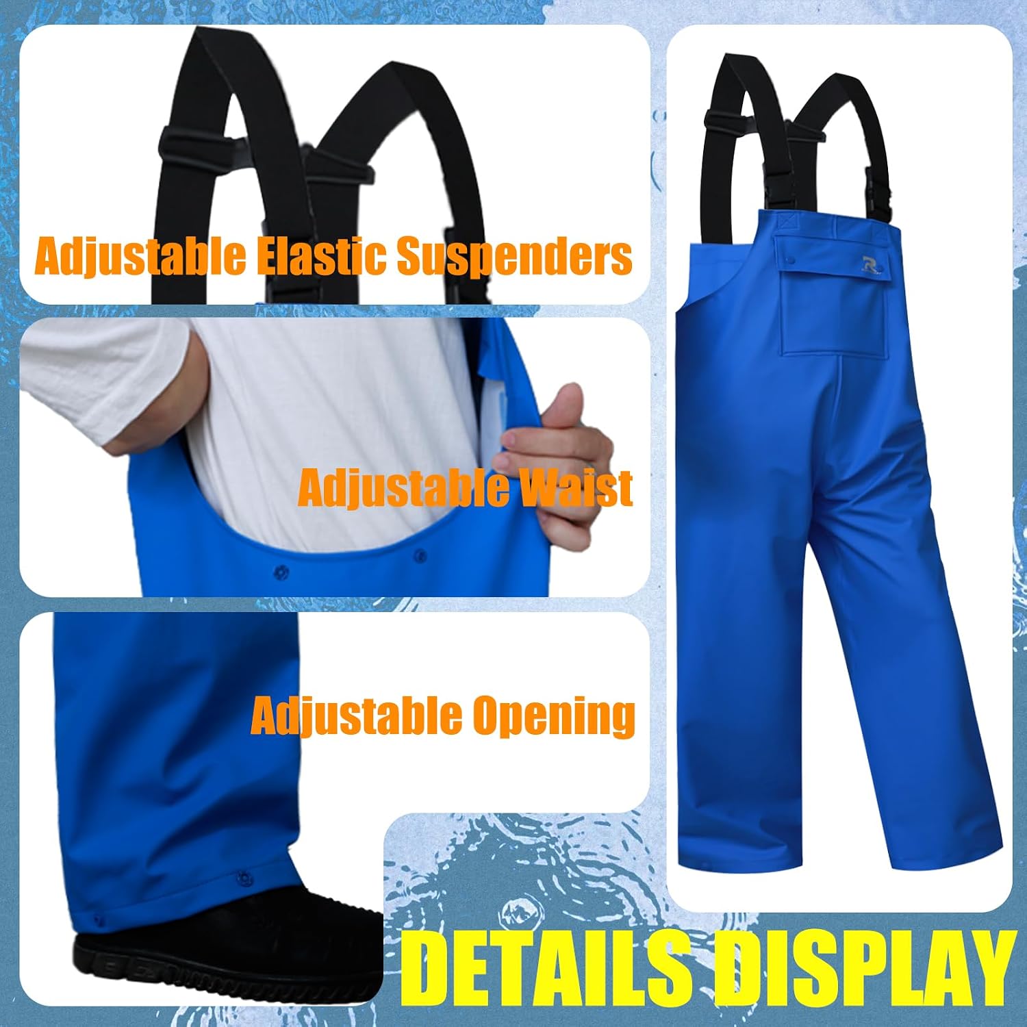 RainRider Rain Pants for Men Women Waterproof Rain Gear Bib Overalls Trousers for Fishing Hunting