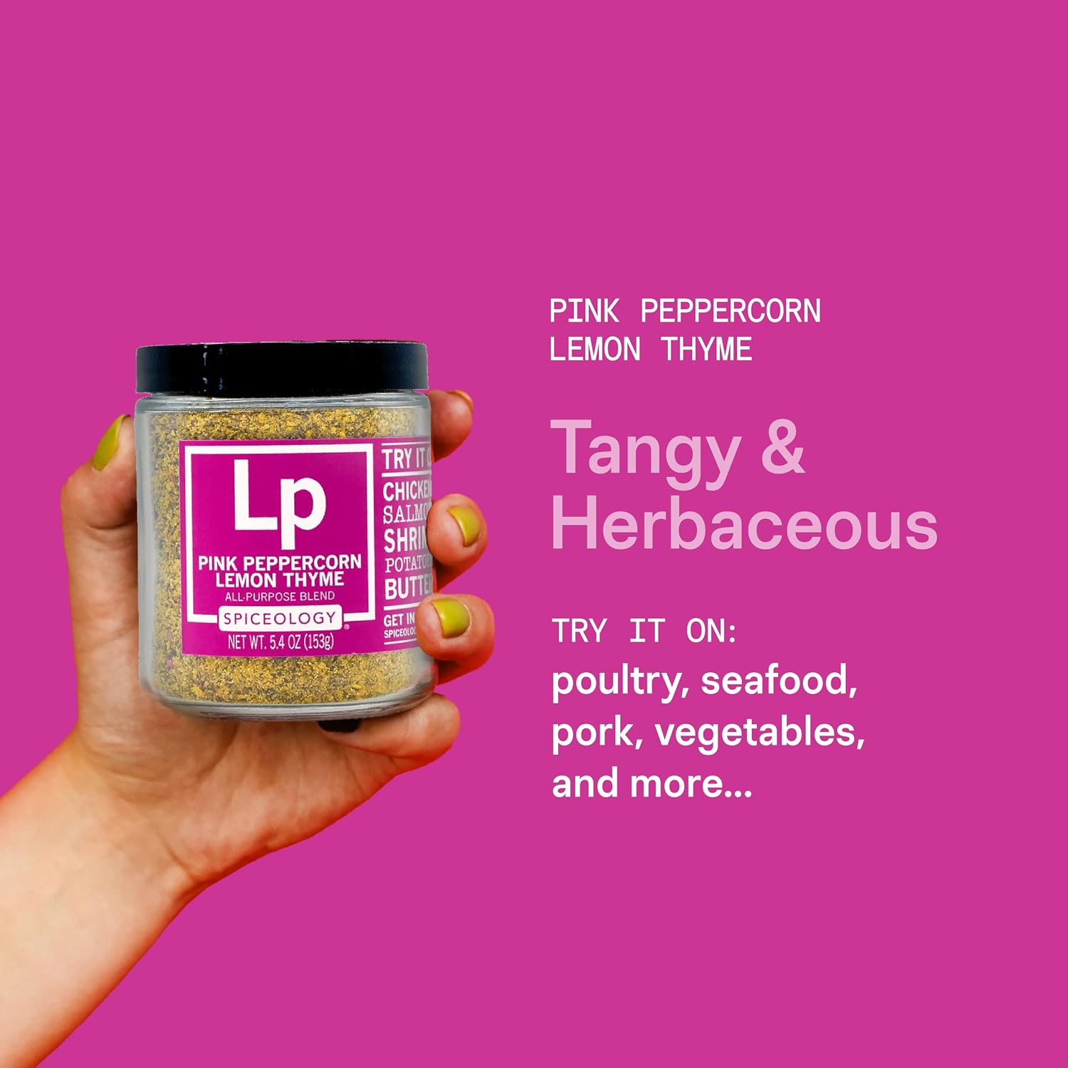 Spiceology Pink Peppercorn Lemon Thyme Seasoning, 5.4 oz | Use On: Chicken, Salmon, Shrimp, Potatoes, Butter, Vegetables, Salad Dressing, Lemon Pepper Seasoning, Vegetable Seasoning