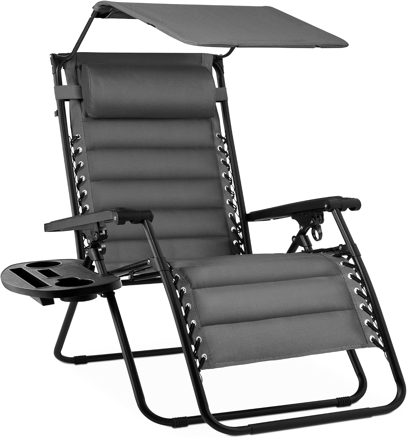 Best Choice Products Oversized Padded Zero Gravity Chair, Folding Outdoor Patio Recliner, XL Anti Gravity Lounger for Backyard w/Headrest, Cup Holder