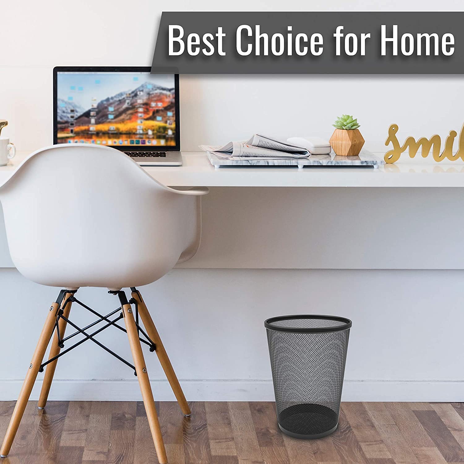 Zuvo Waste Basket | Metal Wire Mesh Bin | Pack of 2 | Lightweight & Stylish | Ideal Trash Can for Home & Office Waste | 4 Gallon (Black)