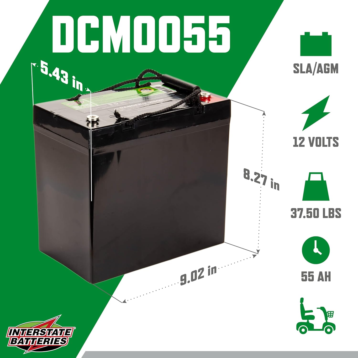 Interstate Batteries 12V 35Ah SLA AGM Deep Cycle Battery Insert Terminal