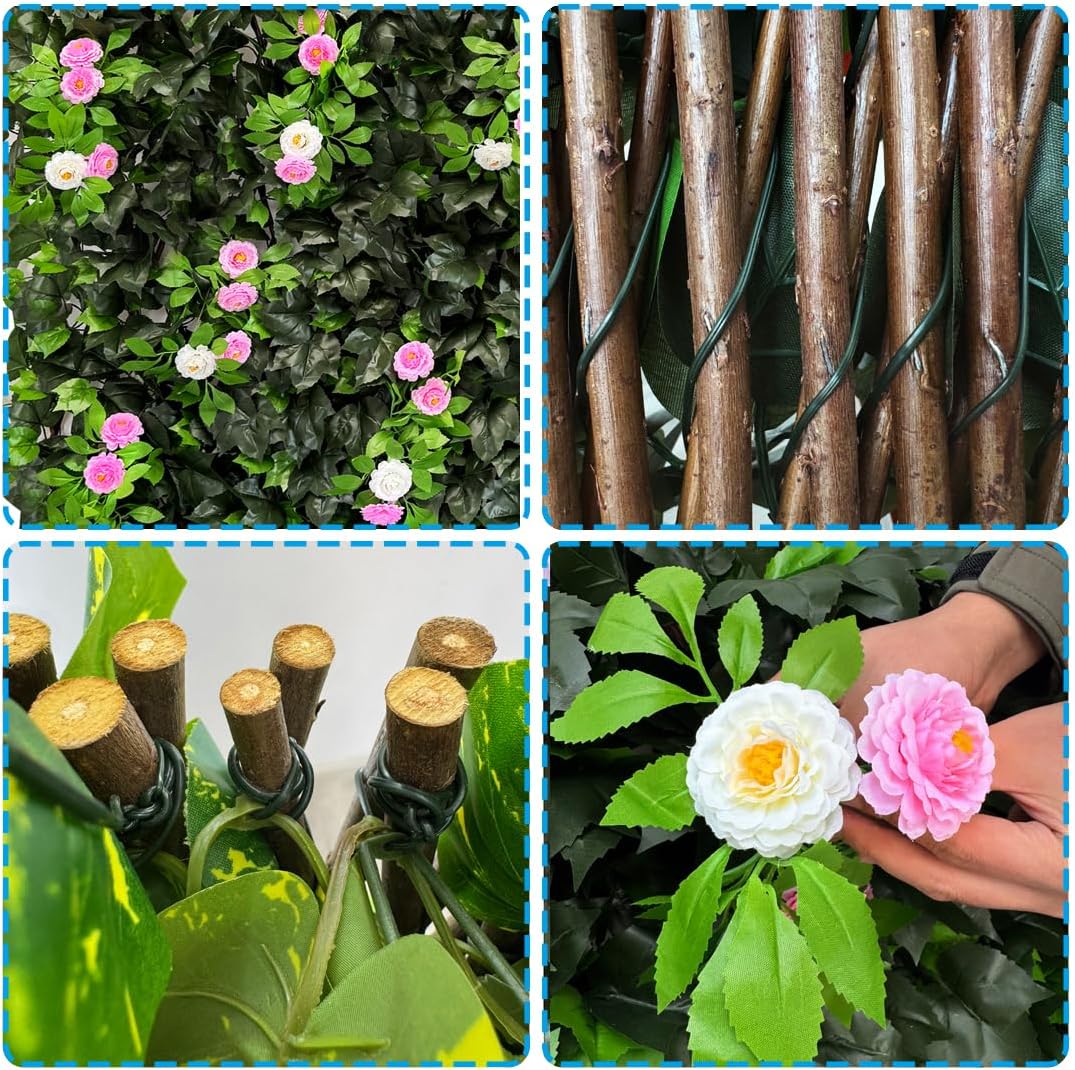 Expandable Fence Privacy Screen for Balcony Patio Outdoor,Decorative Faux Ivy Fencing Panel,Artificial Hedges (Single Sided Leaves)……