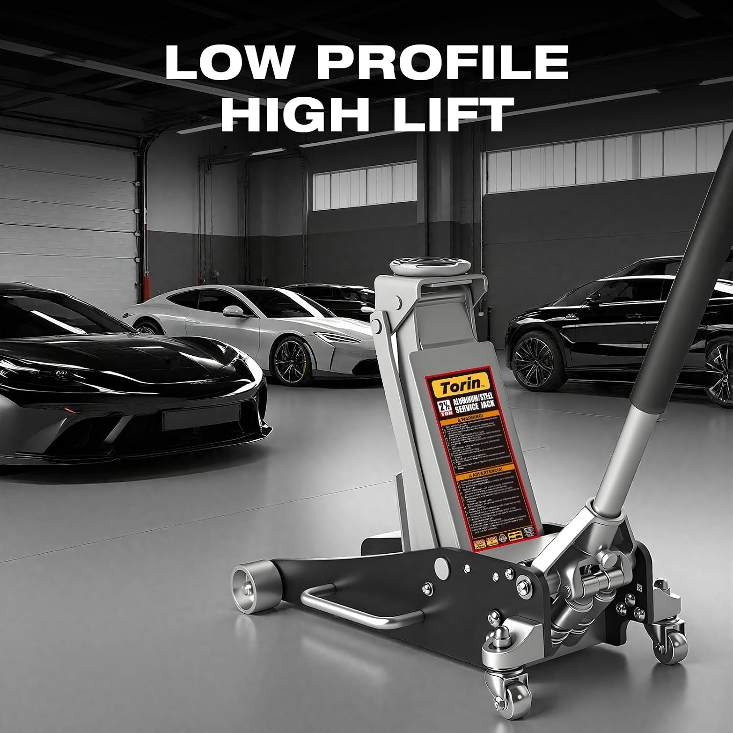 BIG RED T815016L Torin Hydraulic Low Profile Aluminum and Steel Racing Floor Jack with Dual Piston Quick Lift Pump, 1.5 Ton (3,000 lb) Capacity, Blue, T815016L
