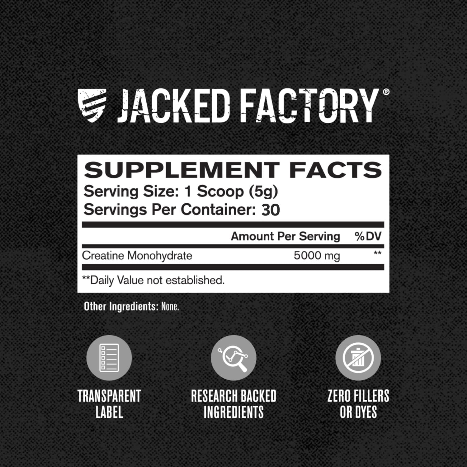 Jacked Factory Creatine Monohydrate Powder 425g - 5g Daily Micronized Creatine Monohydrate for Men and Women, Vegan-Friendly