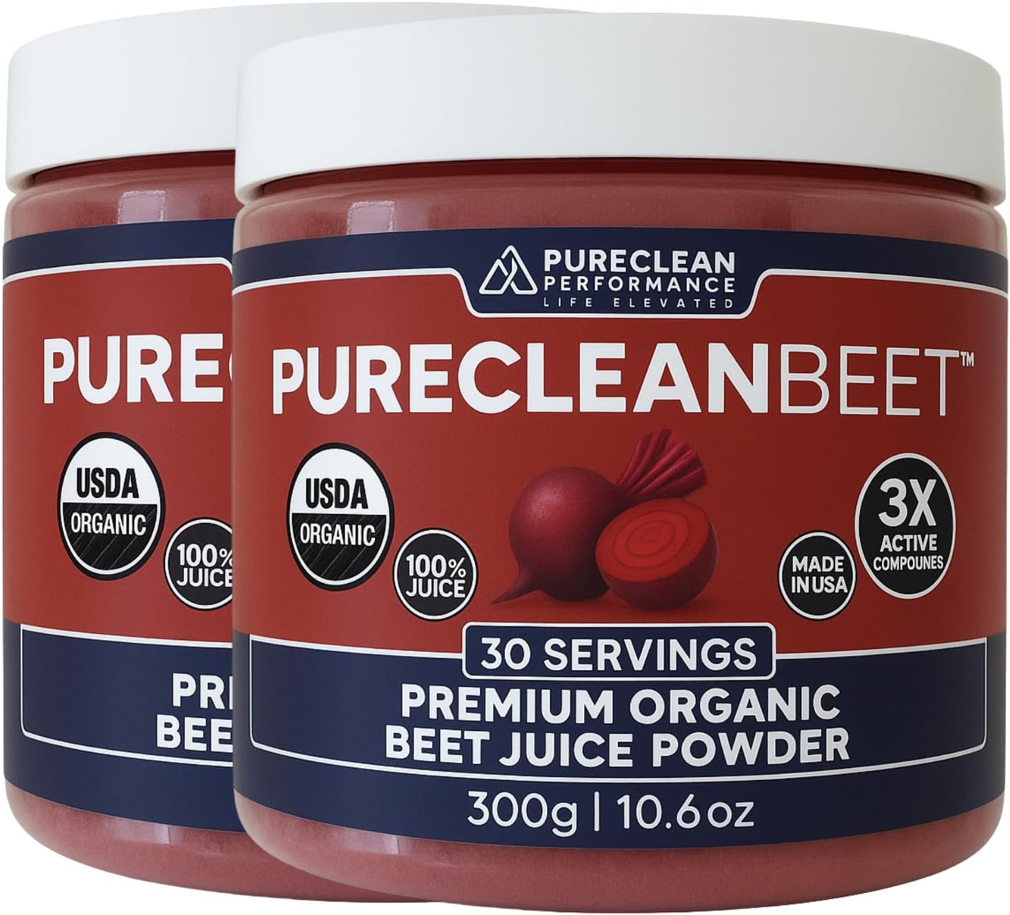 PureClean Beet Premium Beet Juice Powder - 100% Organic Nitric Oxide Support for Clinically-Proven 3X Greater Circulation, Endurance & Energy - Proudly Cold-Pressed, Eco Friendly, USA - 30 Servings