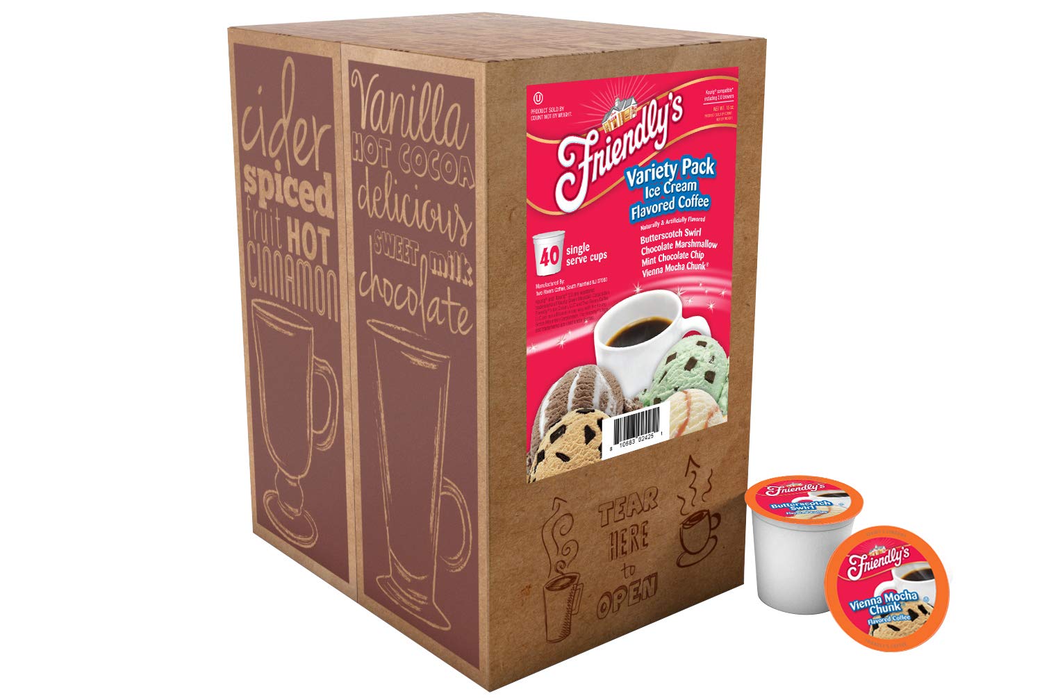 Friendly's Chocolate Mint Ice Cream Flavored Coffee Pods for Keurig K Cup Brewers, Mint Chocolate Chip, 40 Count (Pack of 1)