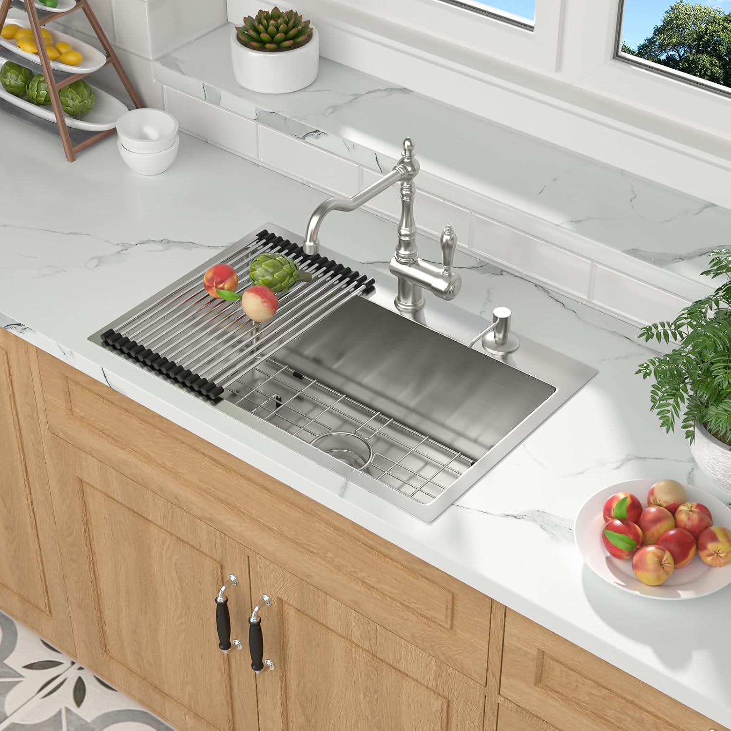 Mocoloo 13 Inch Drop in Bar Sink - 13" x 15" Small Kitchen Sink T304 Stainless Steel Handmade Single Bowl Round Corner Topmount Wet Bar Sink for