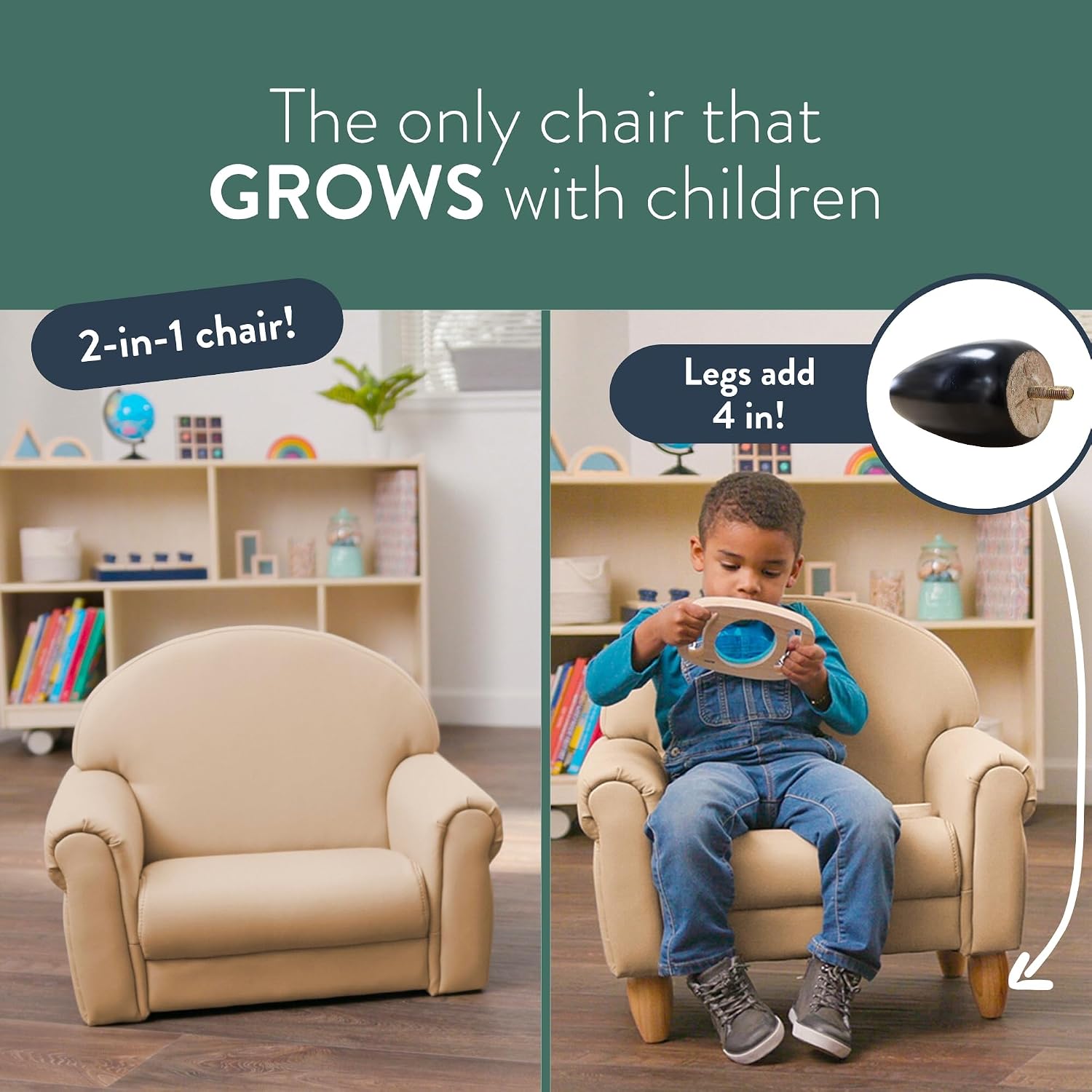 Children's Factory Upholstered Toddler Couch, Sofa, Deep Water