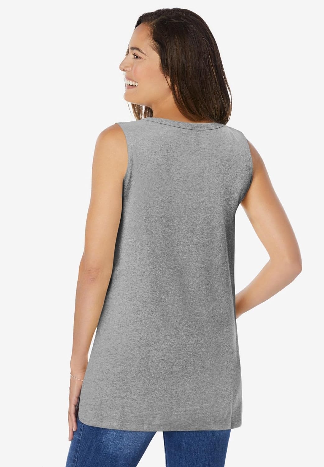 Woman Within Perfect Sleeveless Shirred V-Neck Tunic