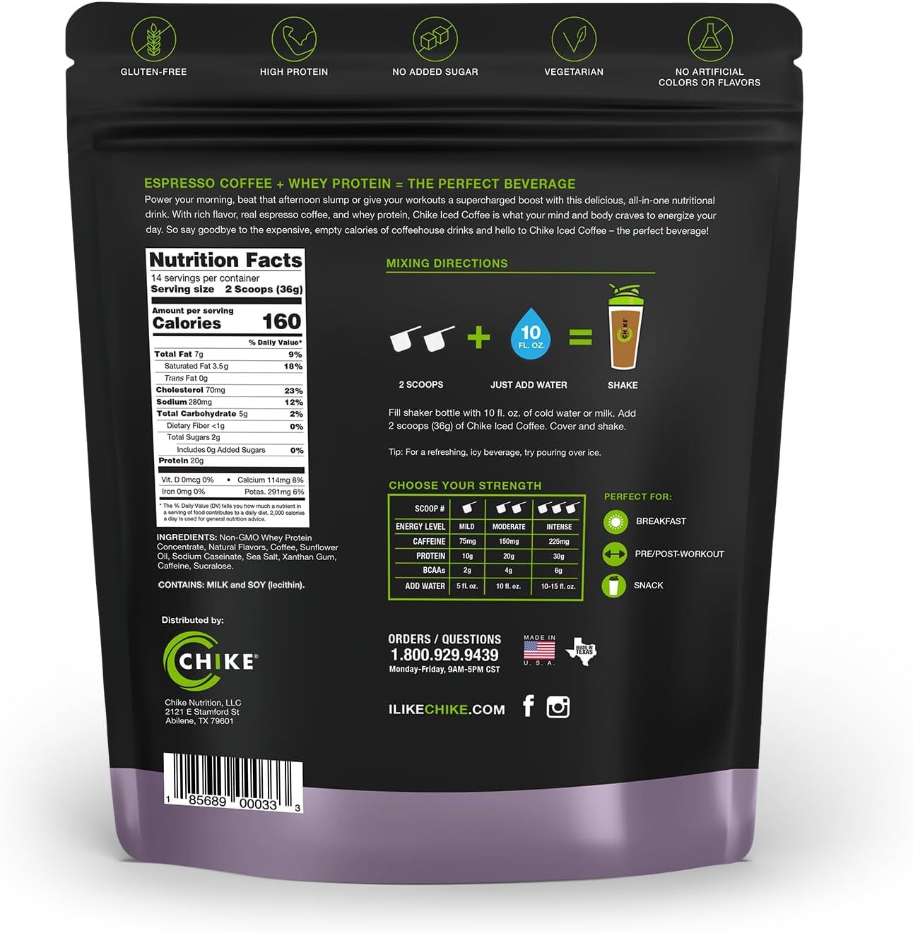 Chike Mocha High Protein Iced Coffee, 20 G Protein, 2 Shots Espresso, 1 G Sugar, Keto Friendly and Gluten Free, 14 Servings (15.3 Ounce)