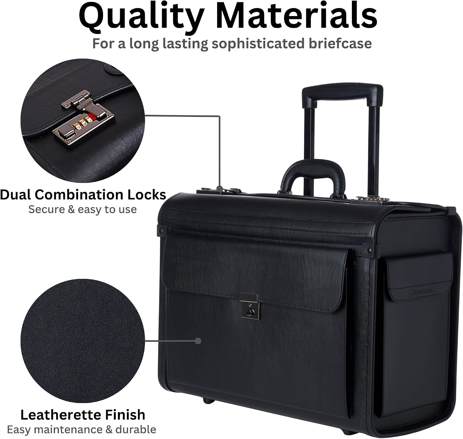 Alpine Swiss Rolling 17" Laptop Briefcase on Wheels Attache Lawyers Case Legal Size