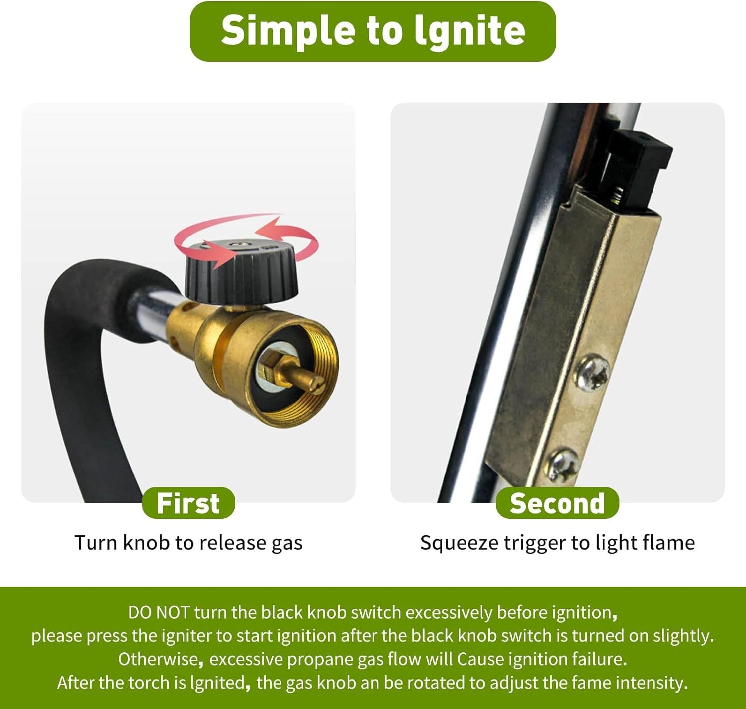 KOMAN Weed Torch Propane Burner, 35" Long Arm, Self-Ignition, Fuel by 1LB /5-40LB Propane Tank, for Roofing, Weeding