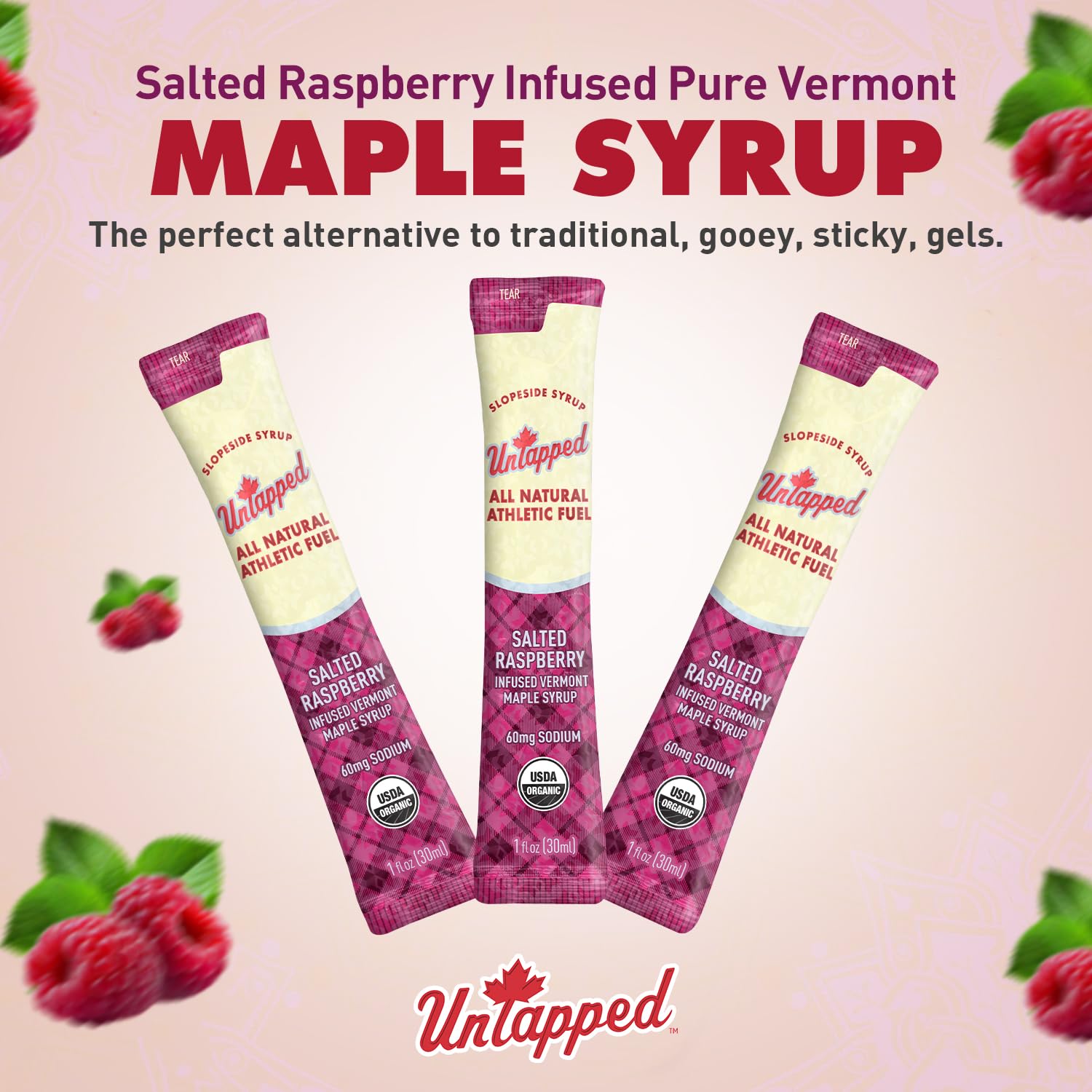 UnTapped Vermont Maple Syrup Packets for Athletes, Box of 20-0.96 Fl Oz | Organic Pure Maple Syrup for Natural Endurance Energy | Fuel to Keep You Running Longer