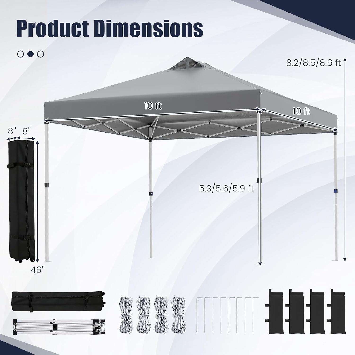 Tangkula 10 x10 Ft Pop Up Canopy with Center Lock, UPF 50+ One-Button Setup Outdoor Canopy Tent with Roller Bag, 4 Sand Bags, Heavy-Duty Steel Frame