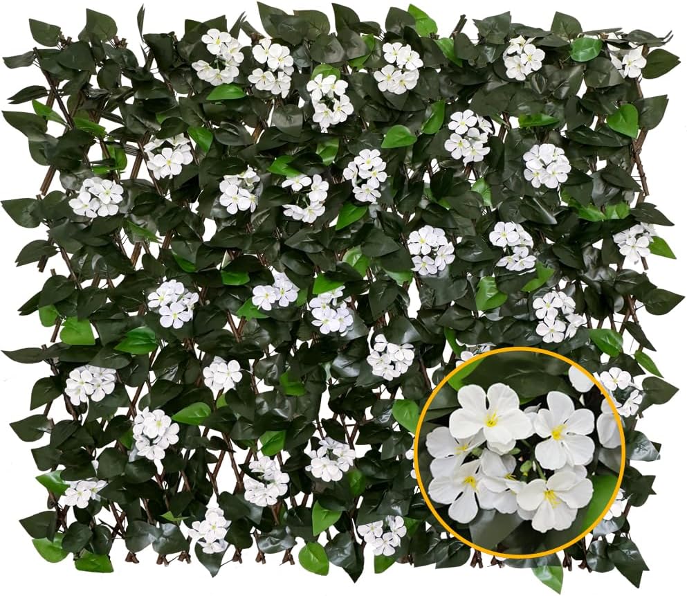 Expandable Fence Privacy Screen for Balcony Patio Outdoor,Decorative Faux Ivy Fencing Panel,Artificial Hedges (Single Sided Leaves)……