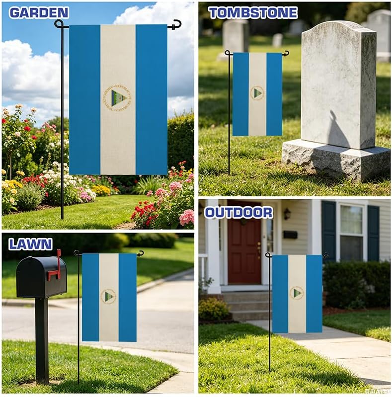 Nicaragua Nicaraguans Garden Flags 12x18 Inch Double Sided Burlap Patriotic Country Yard Flag Banners Outdoor Weather Resistant Farmhouse Porch Lawn Decoration