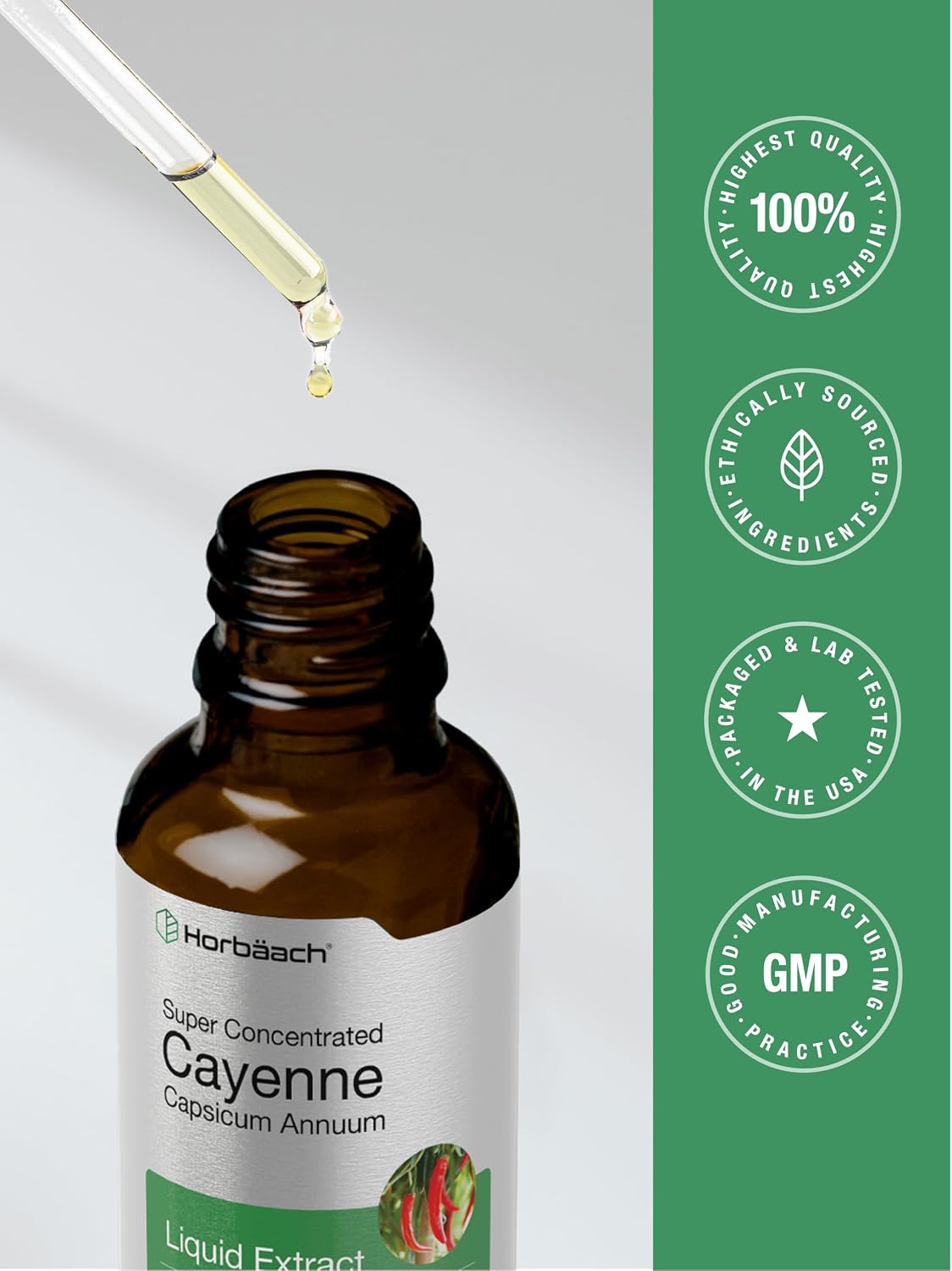 Horbaach Cayenne Pepper Drops | 2 fl oz | Liquid Extract Supplement