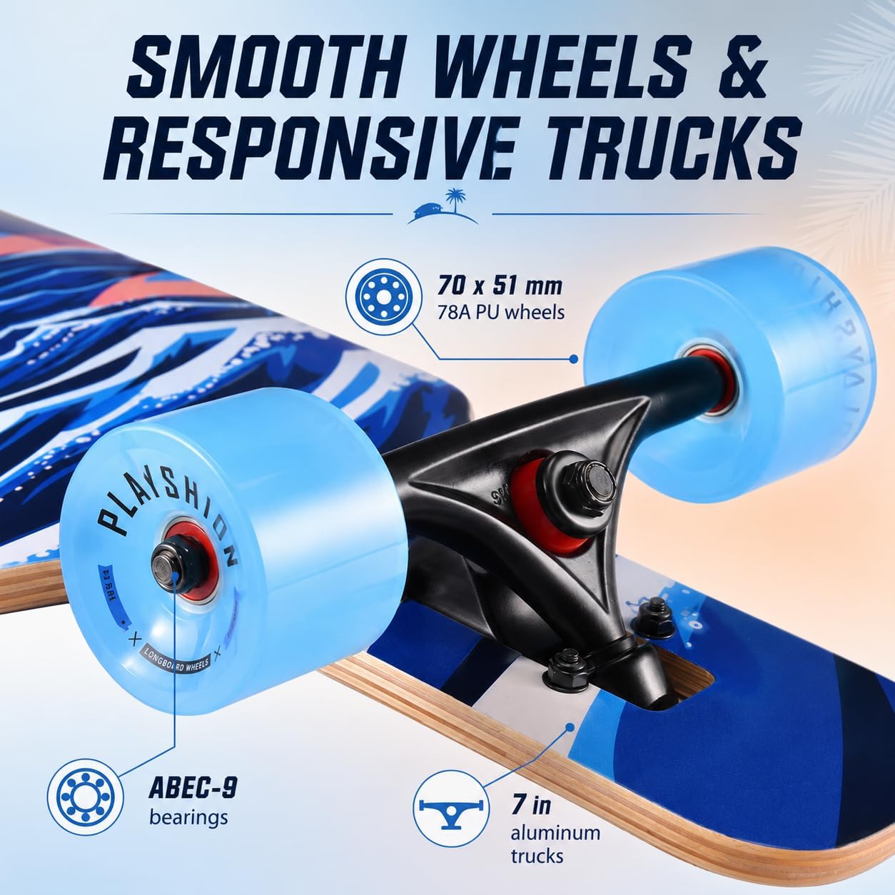 Playshion 39 Inch Drop Through Longboard Skateboard for Beginners
