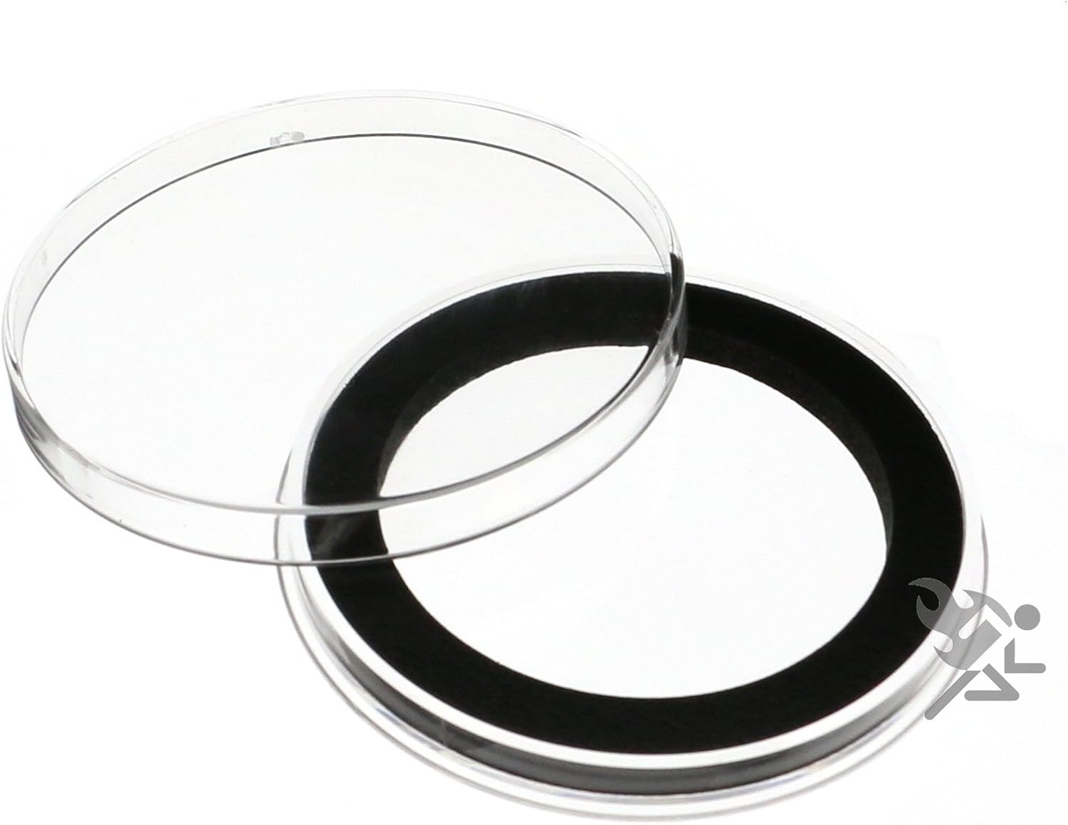Air-Tite (5) 2" Military Challenge Coin Holders, Y-50mm Black Ring, PVC Free, Archival Safe, Made in USA, P Mint Mark, Lunar Series 1, Ungraded