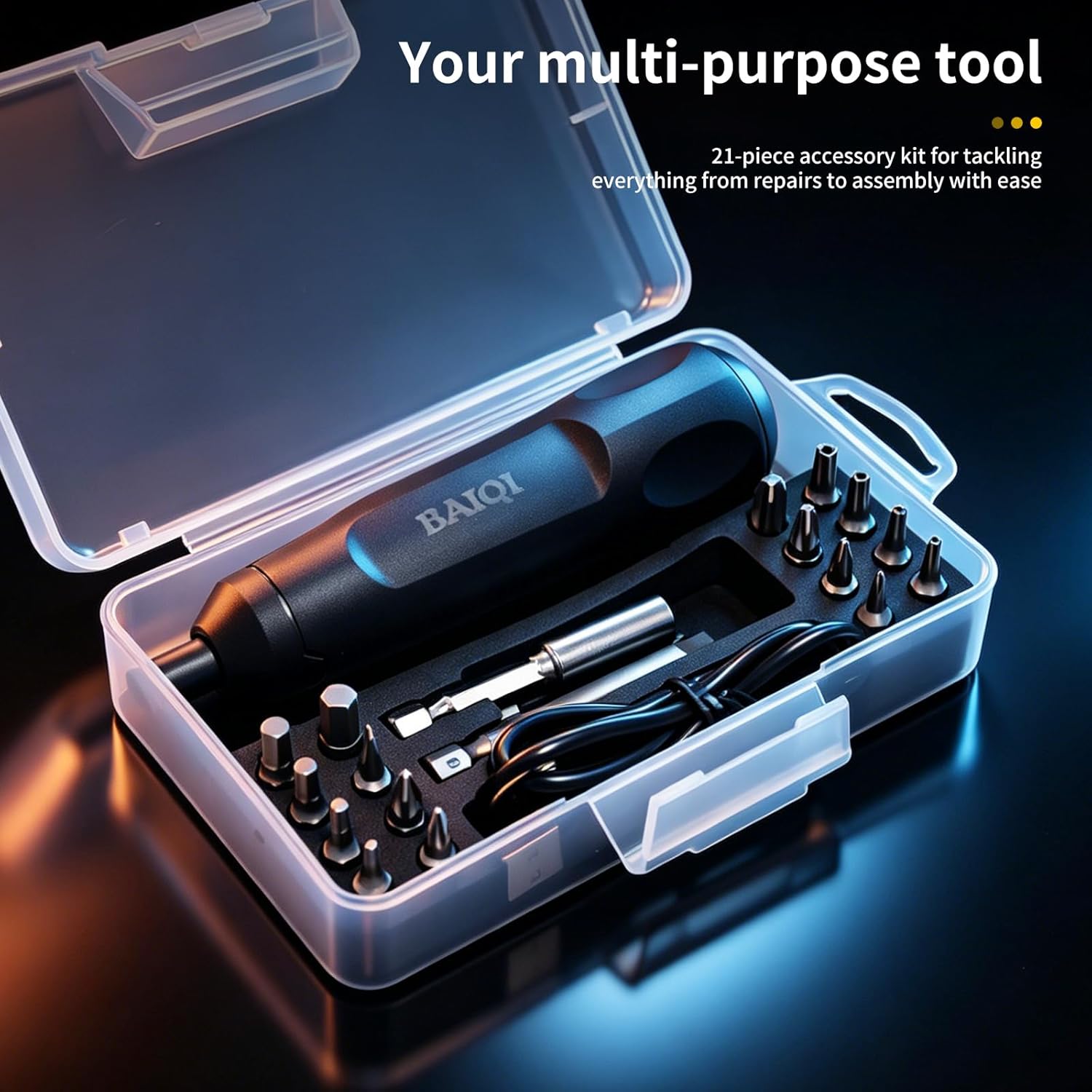 Mini Electric Screwdriver Set,3.7V 800 MAH USB-C Rechargeable Cordless Rotary Tool With 20 pcs Bits Set For Install or Repair