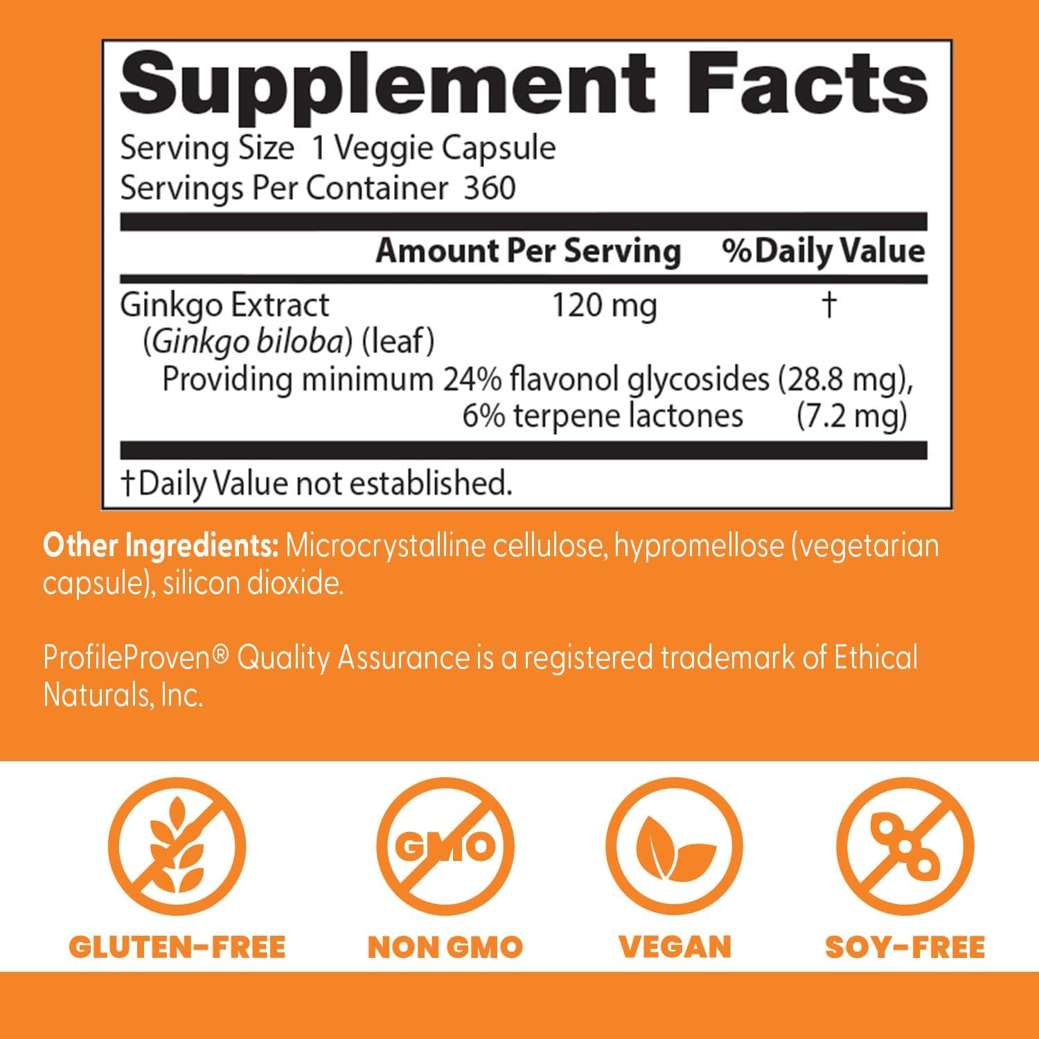 Doctor's Best Extra Strength Ginkgo Biloba Capsules 120 mg - Brain Supplement for Memory and Focus Support, Herbal Cognitive Health Support- 120 Count (Pack of 1)