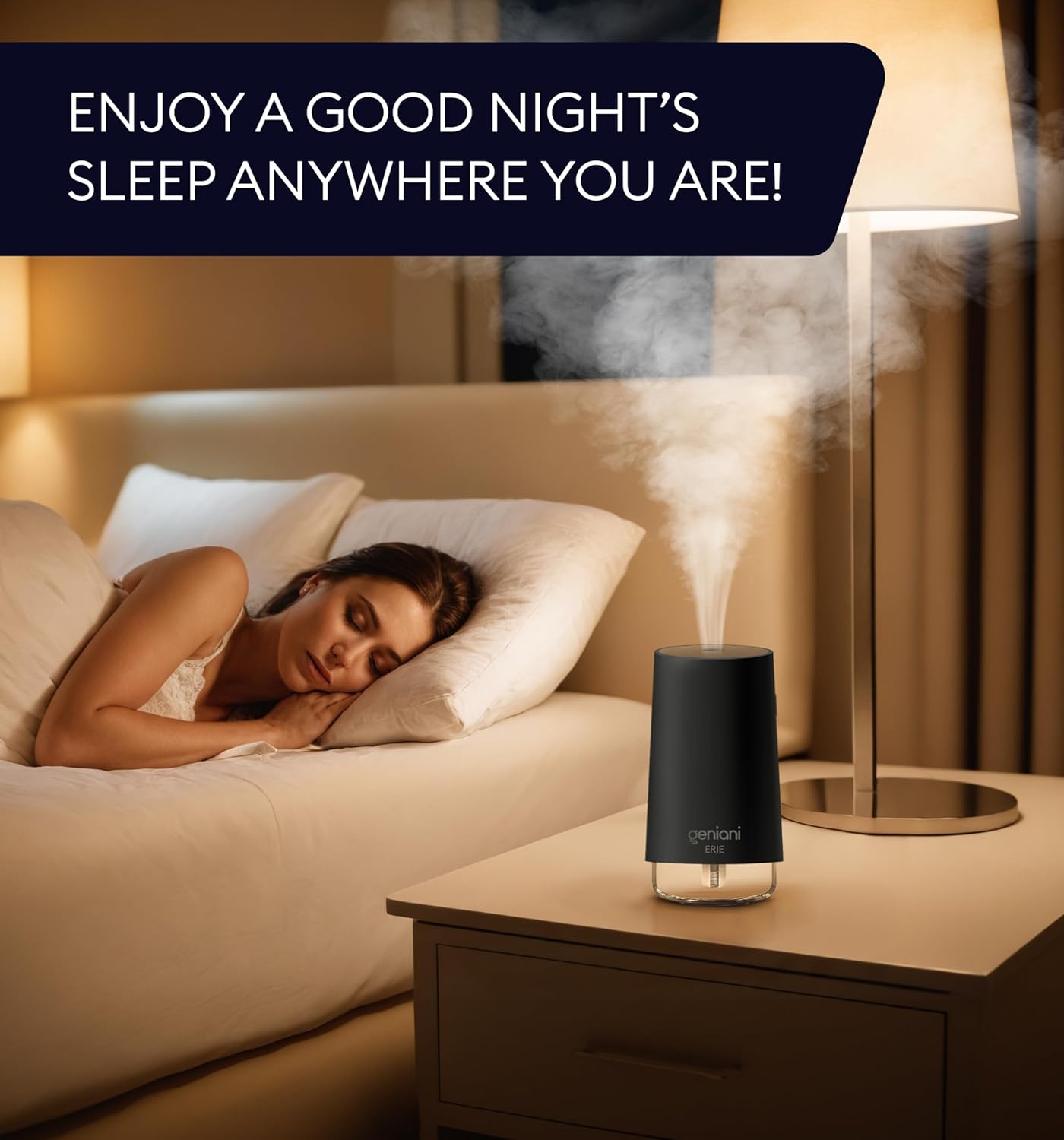 GENIANI Portable Cool Mist Humidifiers for Bedroom & Office - Ultrasonic Humidifier for Home, Baby, Small Room with Auto Shut Off