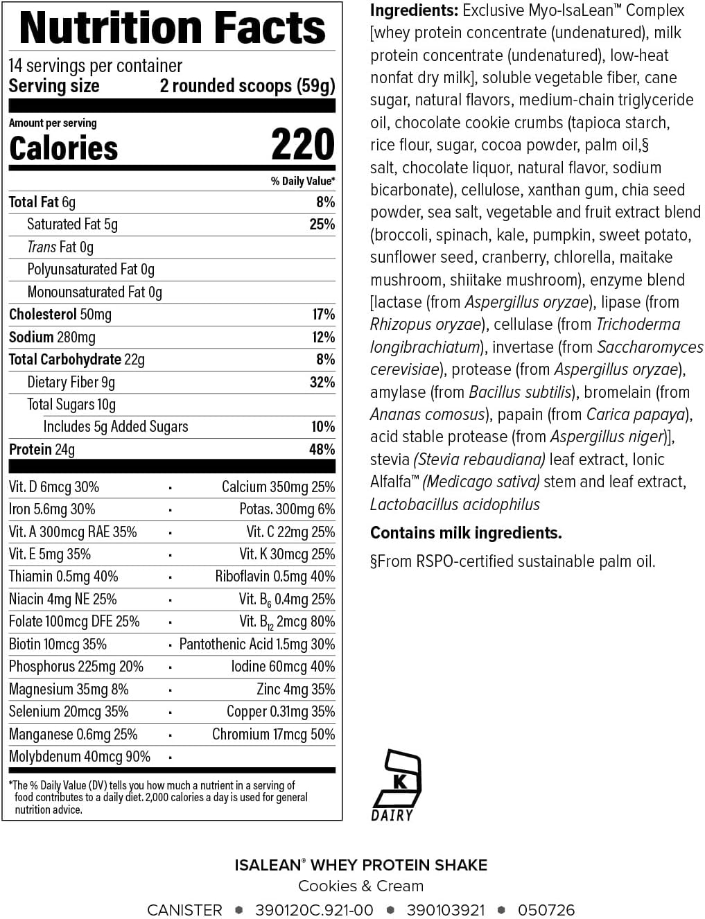 IsaLean Protein Shake - Complete Nutrition for Maintaining Healthy Weight & Lean Muscle Growth Enhanced with MCT Oil - 24 Vitamins & Minerals - 28.1 oz - 14 Meal Canister - Creamy Chocolate