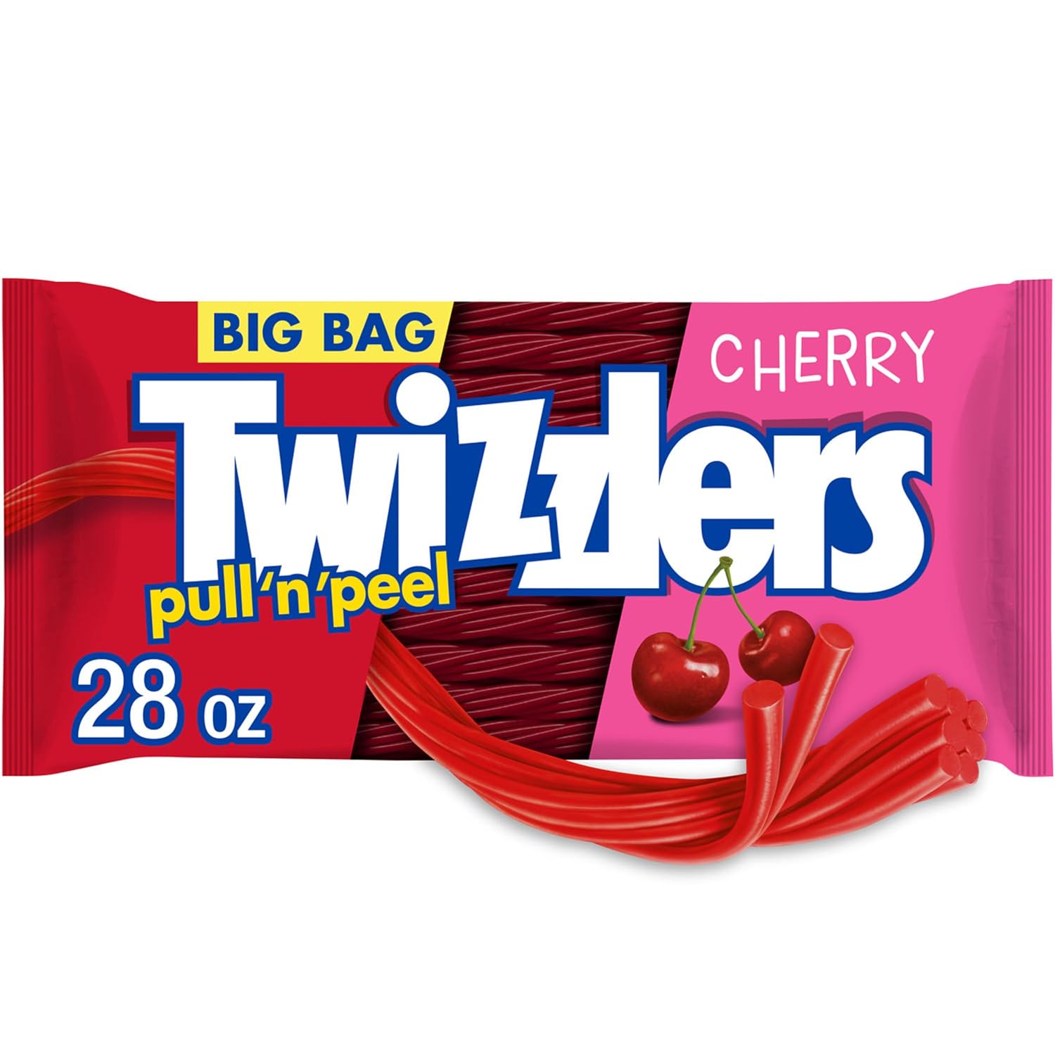 Twizzlers, Pull 'N' Peel Cherry Flavored Licorice Style, Chewy Candy Bag, 14 Ounce