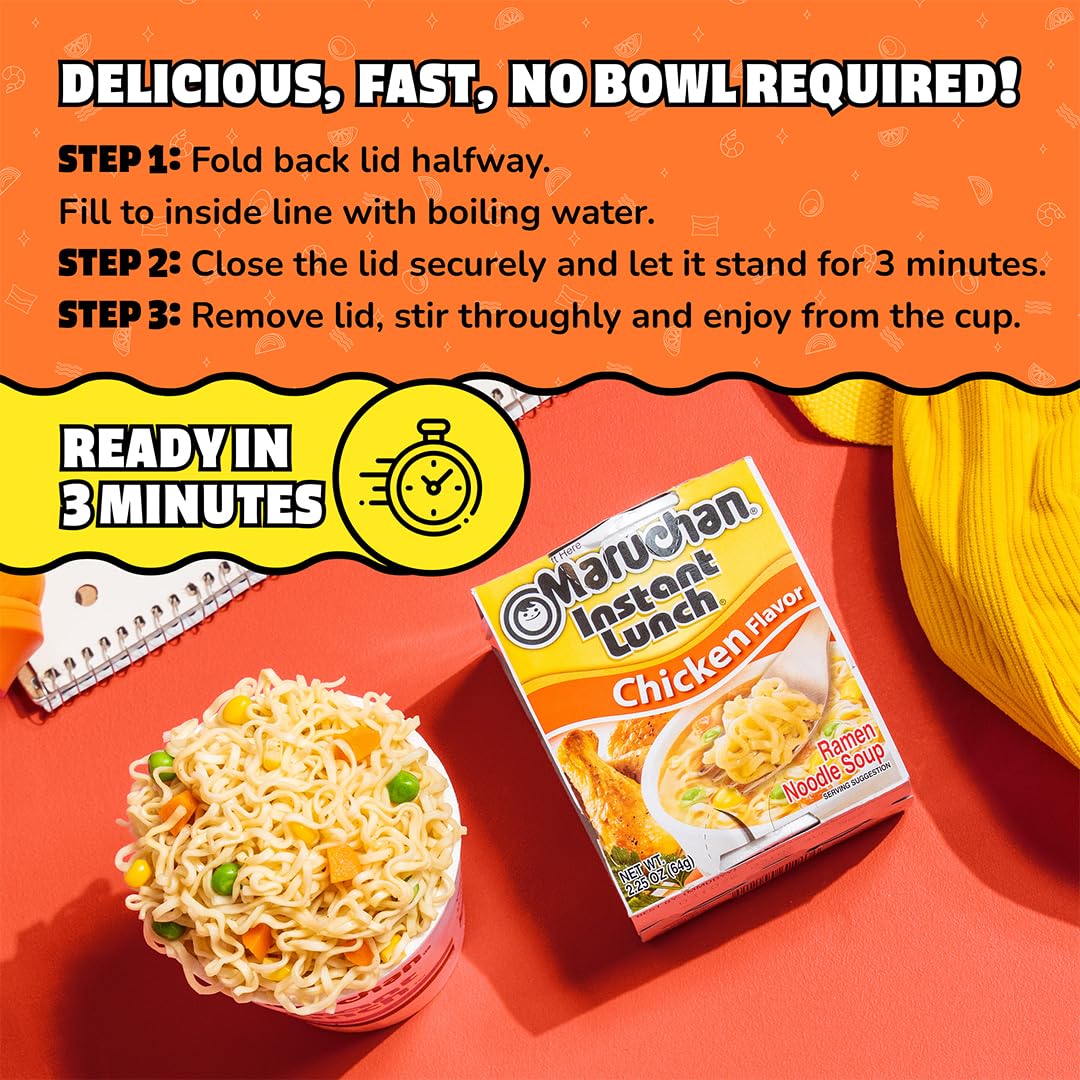Maruchan Instant Lunch Ramen Noodles, Cheddar Cheese Flavor – Japanese-Style Instant Noodle Soup, Easy Meal Ready in 3 Minutes – 2.25 Oz. (12 Pack)