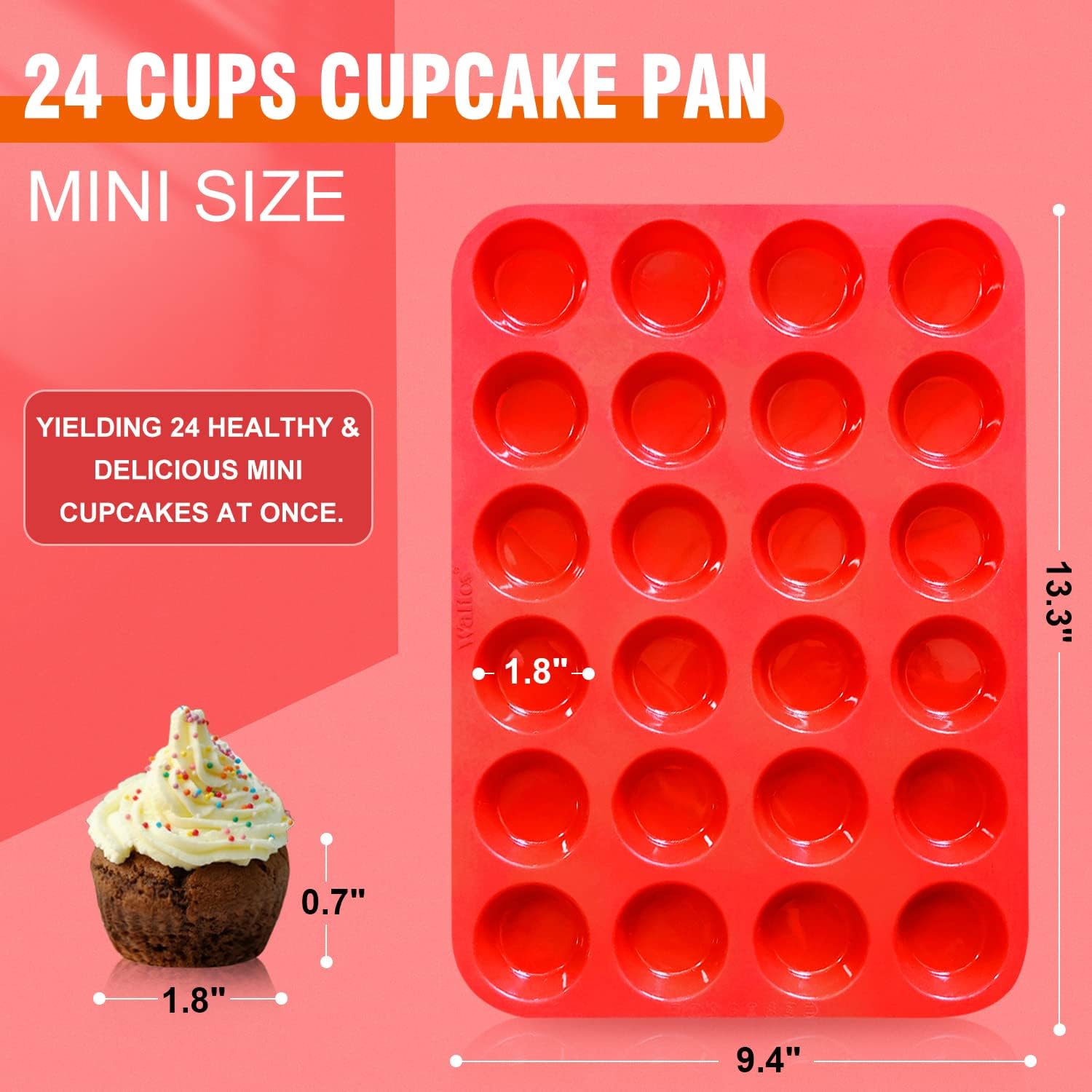 Walfos Silicone Texas Muffin Pan - 6 Cup Jumbo Silicone Cupcake Pan, Non-Stick, Just Release! Perfect for Egg Muffin
