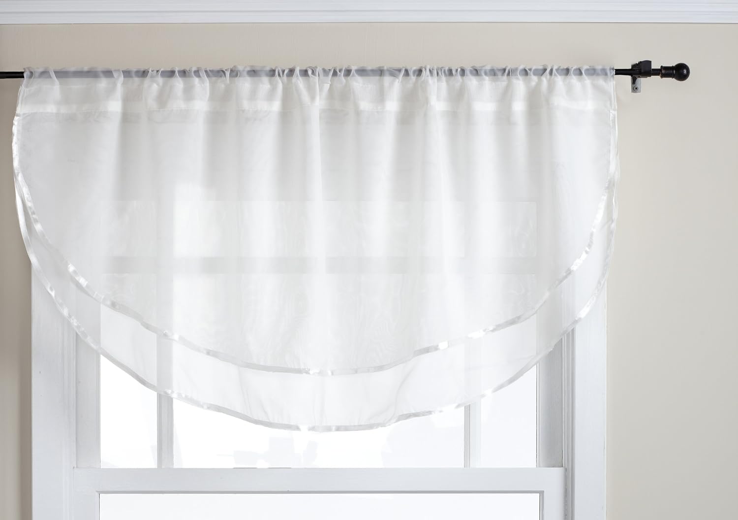 Stylemaster Elegance Sheer Voile Ascot Valance, 60" x 24", Beige