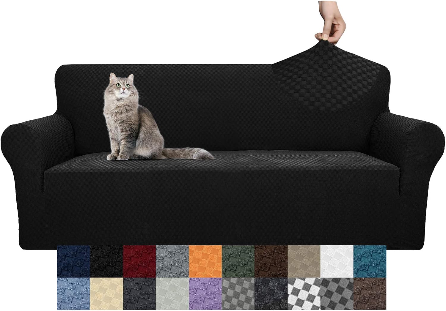 YEMYHOM Couch Cover Latest Jacquard Design High Stretch Sofa Covers for 2 Cushion Couch