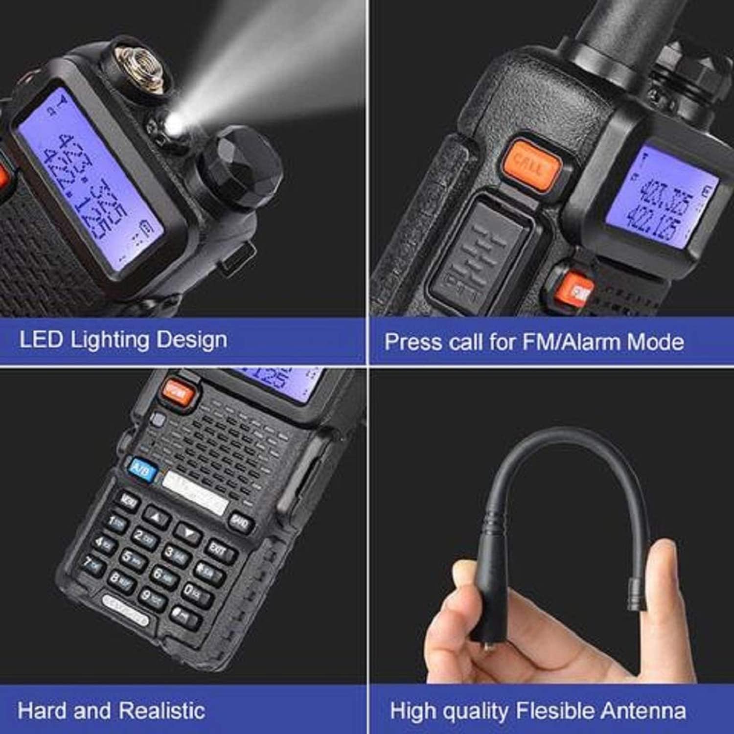 Baofeng UV-5R Ham Radio Handheld, Dual Band Two Way Radio (Black) | 144-148MHz 420-450Mhz Walkie Talkie, 1800mAh Li-ion Battery
