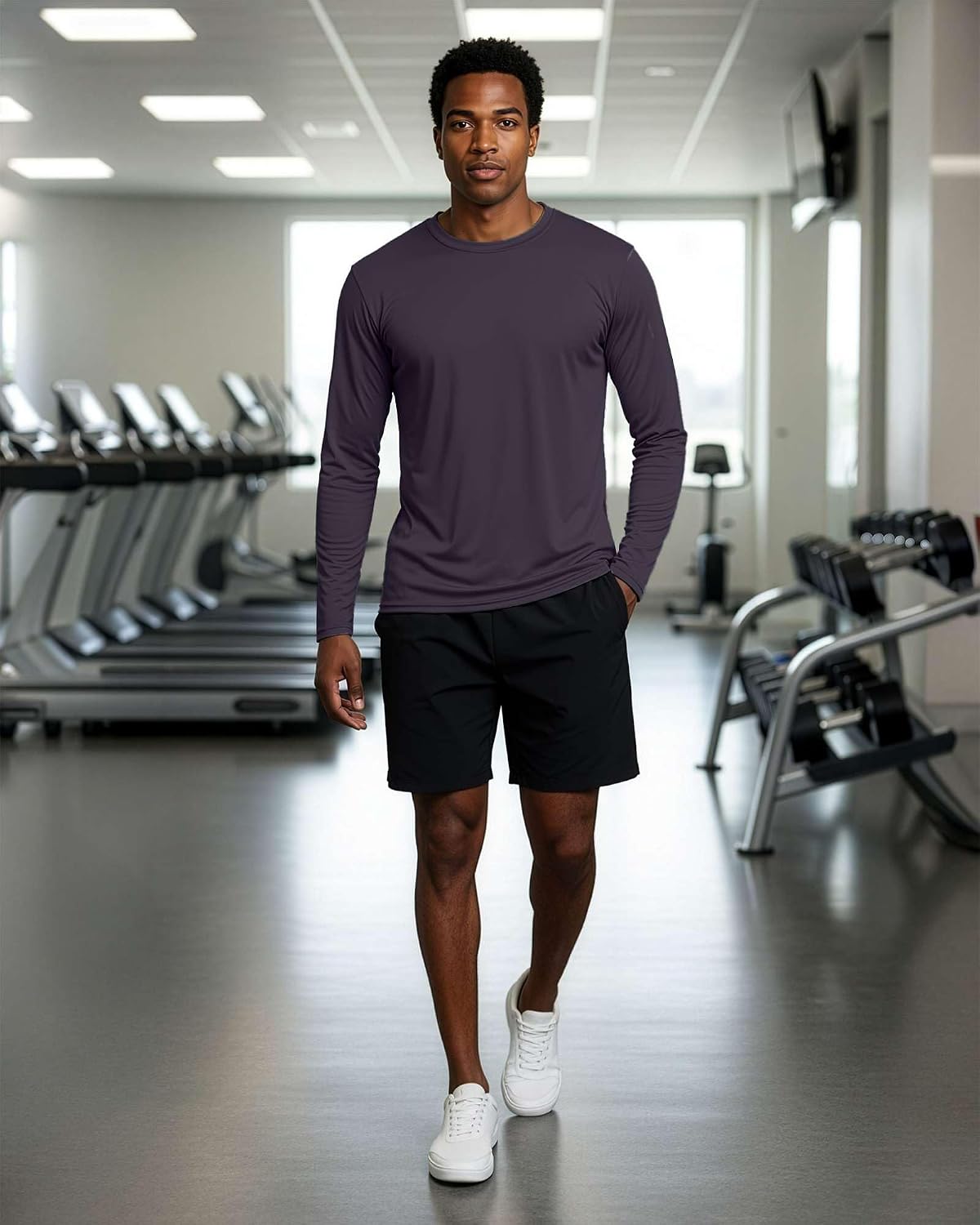 4 Pack Men's Dry Fit Long Sleeve Workout Shirts Gym Athletic Tee Fishing